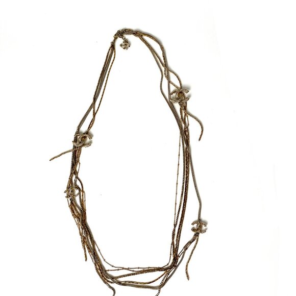 Authentic CHANEL Gold Multi Strand Strass 2017 Long Necklace - Picture 3 of 9